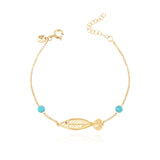 Pulseira Sardinha Pedra Turquesa