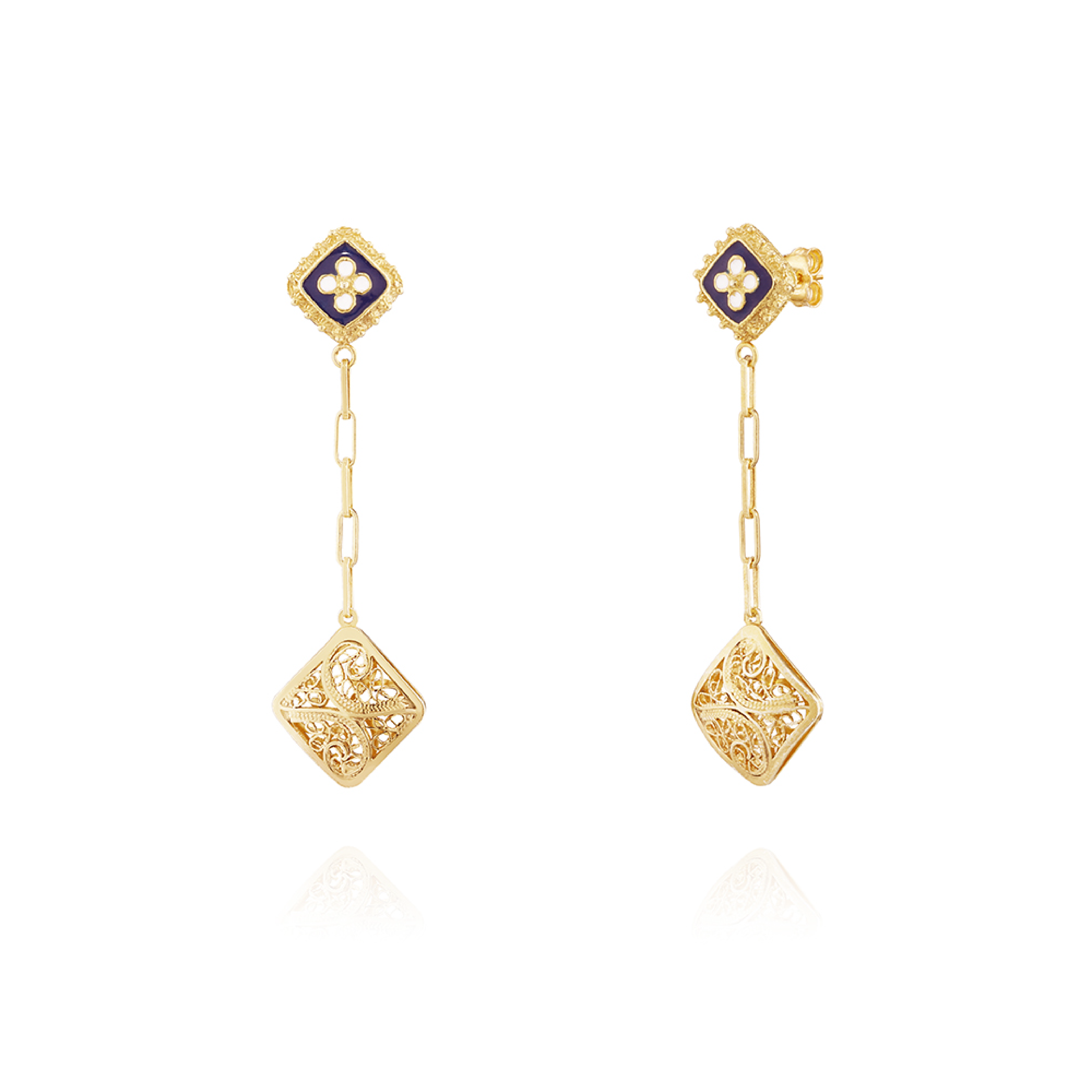 Joalharia do Carmo Brincos Caramujo Quadrado e Filigrana