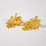 Joalharia do Carmo Brincos Flores Grandes Prata Dourada V1