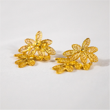 Joalharia do Carmo Brincos Flores Grandes Prata Dourada V1