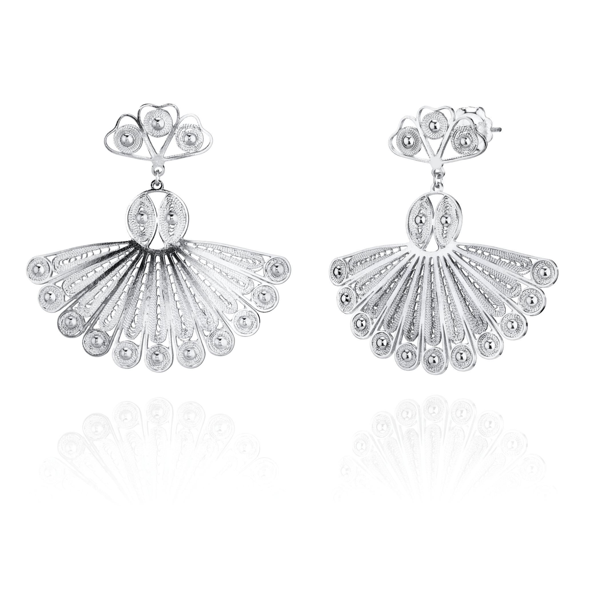 Joalharia do Carmo Brincos Leques Prata