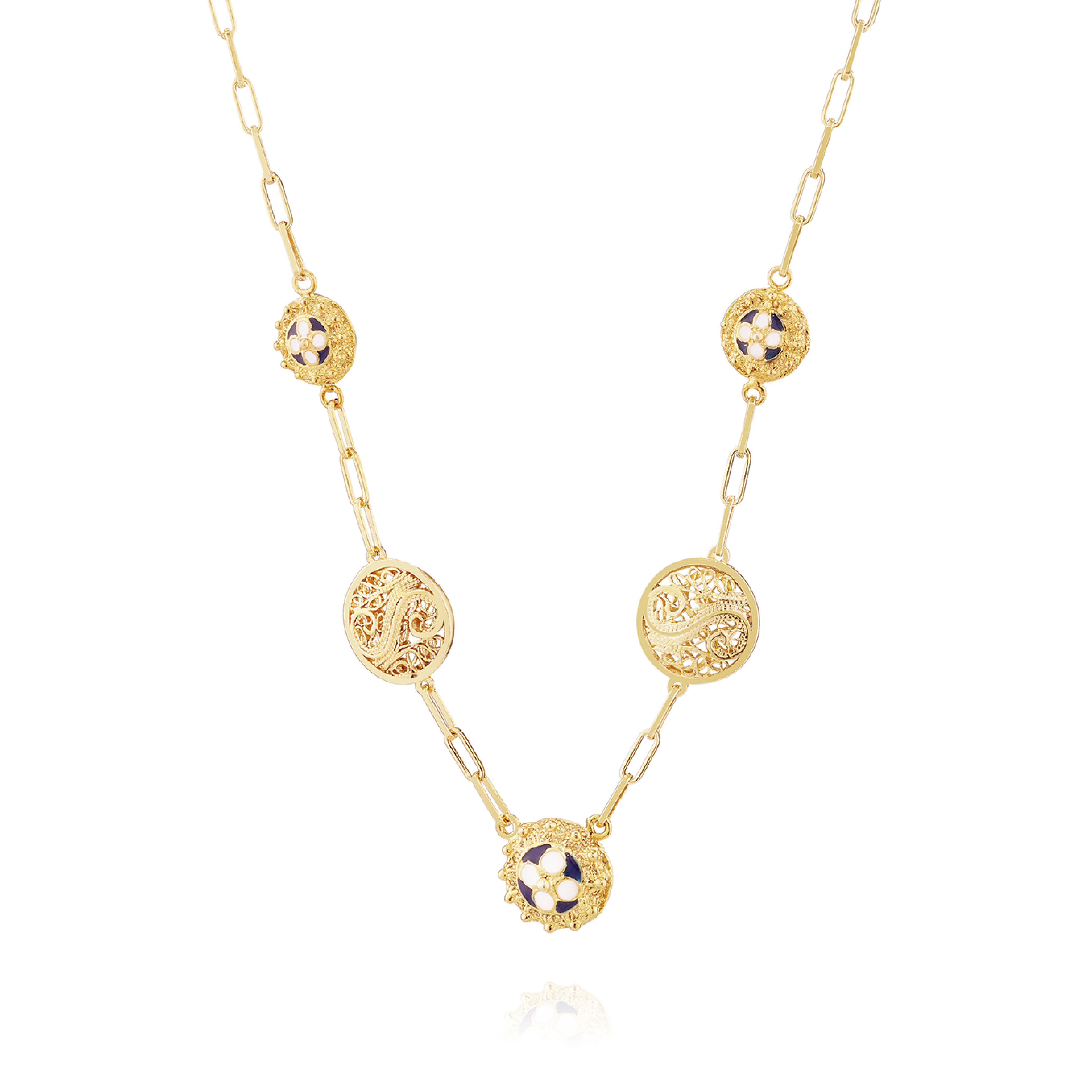 Joalharia do Carmo Colar 3 Caramujos 2 Circulos Filigrana