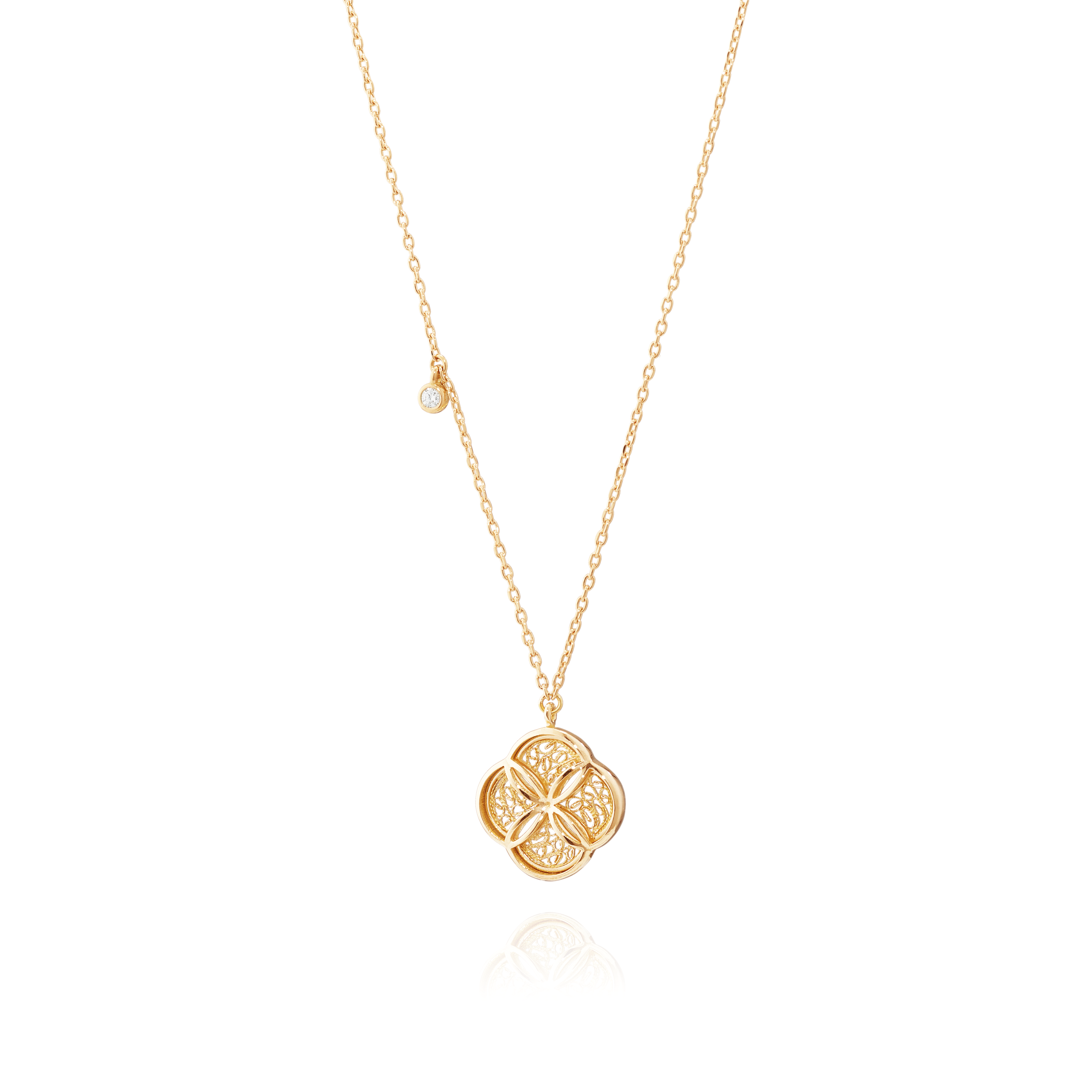 Joalharia do Carmo Colar Trevo com Diamante