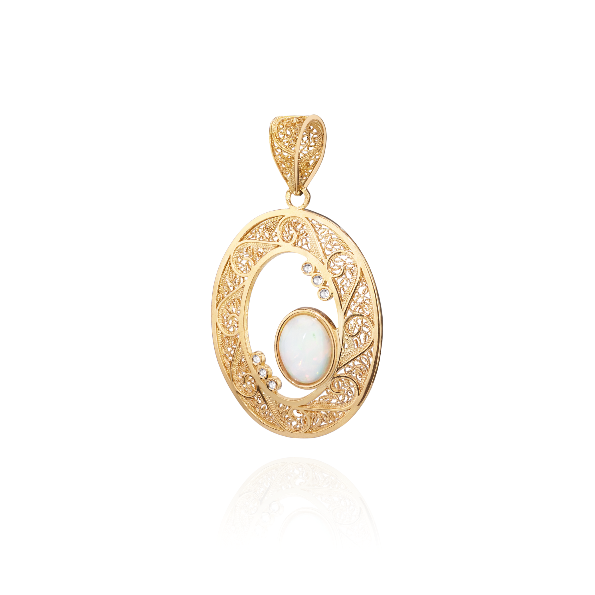 Joalharia do Carmo Pendente Oval c/ Opala