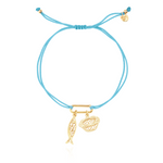 Charm Bracelet Sardinha e Pastel de Nata Prata Dourada