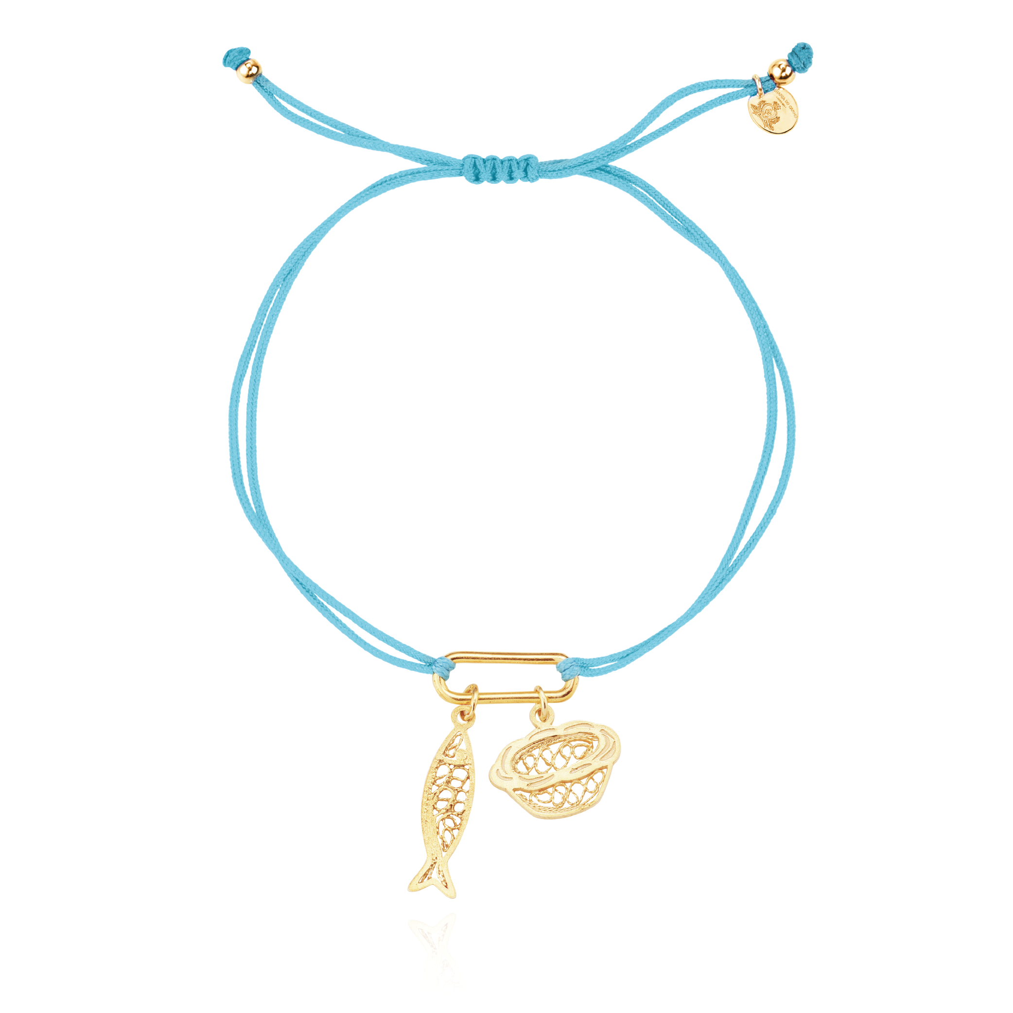 Charm Bracelet Sardinha e Pastel de Nata Prata Dourada