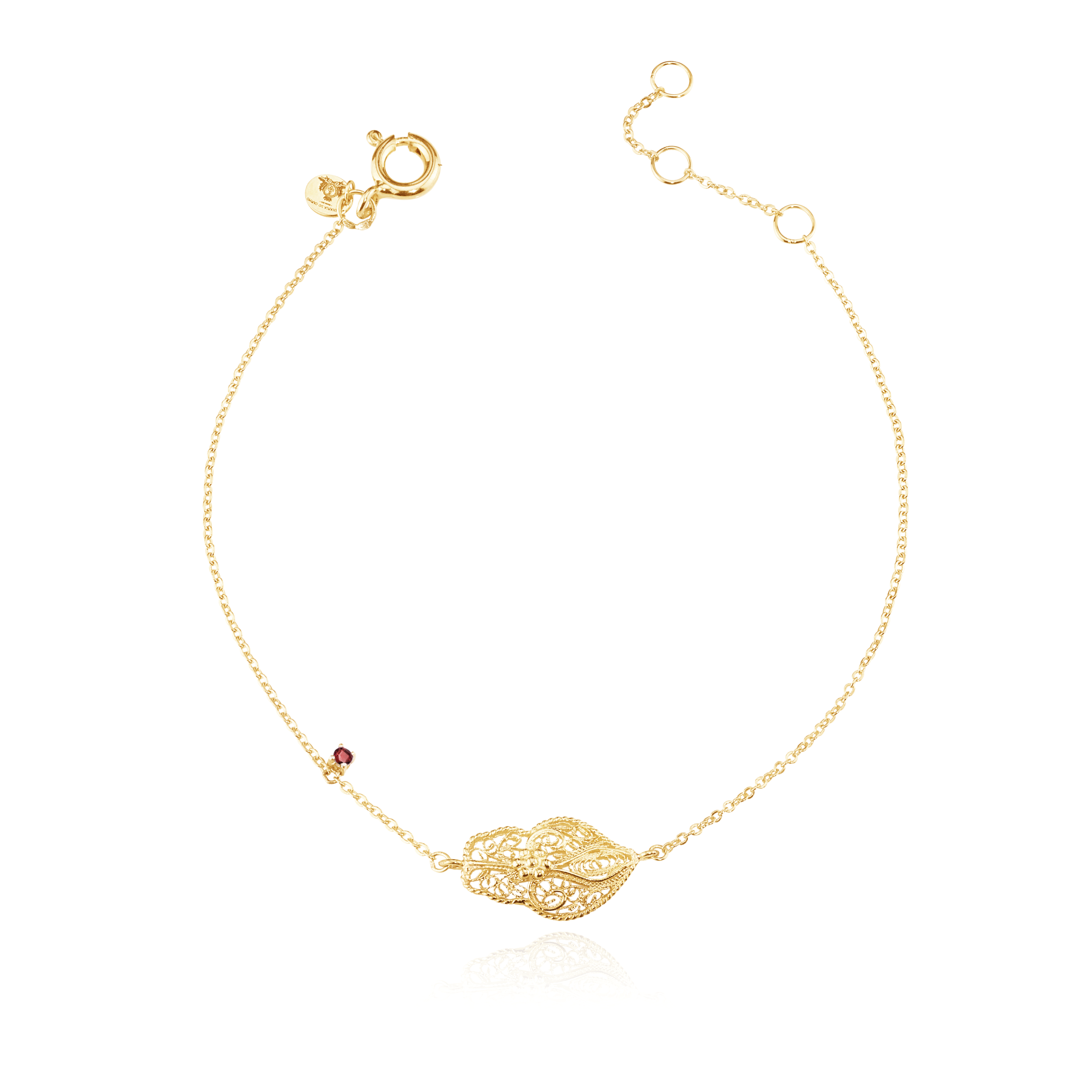 Joalharia do Carmo Pulseira Coração com Rubi 15mm - 10324051