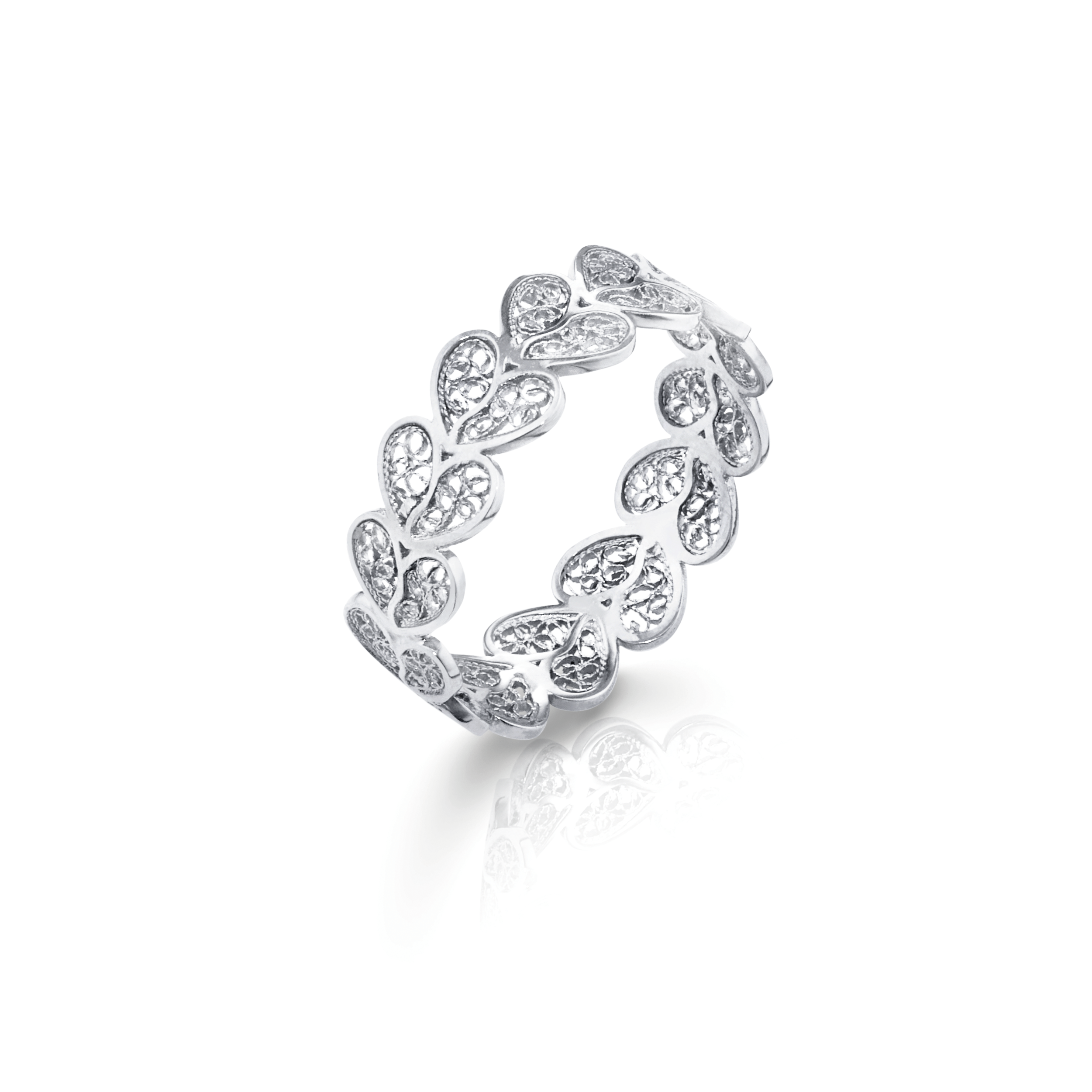 Aliança Filigrana Corações Prata Joalharia do Carmo