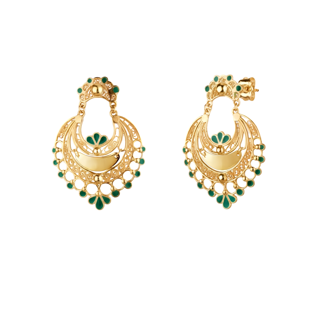 Arrecadas de Filigrana Portuguesa con Esmalte