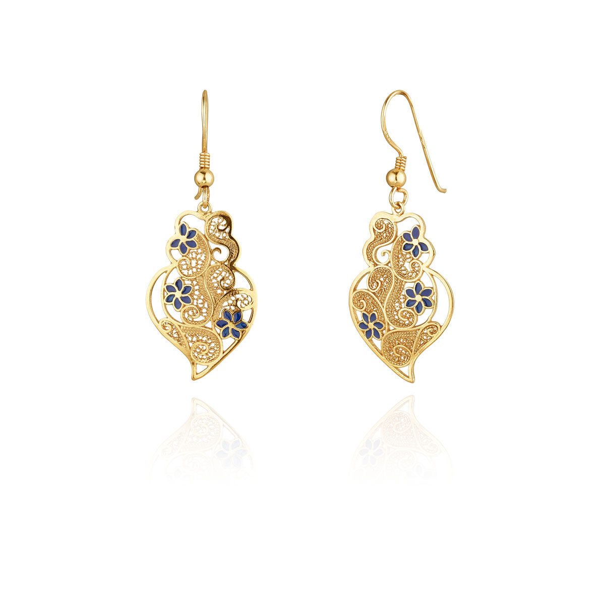 Brincos Coração de Viana com Esmalte em Gancho T:26 C:Prata Dourada