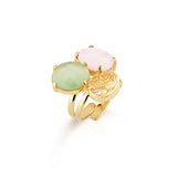 Anel 2 Pedras Ovais Filigrana