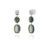 Brincos 2 Pedras Ovais Filigrana Prata