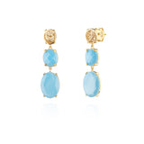 Brincos 2 Pedras Ovais Filigrana Dourado