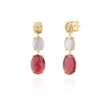 Brincos 2 Pedras Ovais Filigrana Dourado