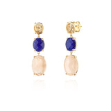 Brincos 2 Pedras Ovais Filigrana Dourado