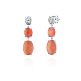 Brincos 2 Pedras Ovais Filigrana Prata