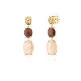 Brincos 2 Pedras Ovais Filigrana Dourado