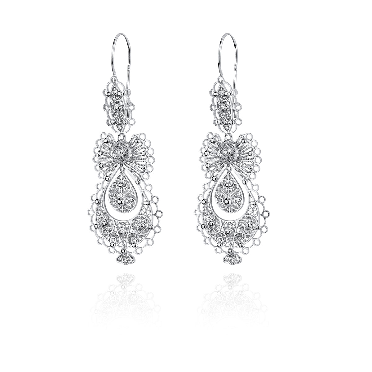 Filigree Heart and Flower Earrings