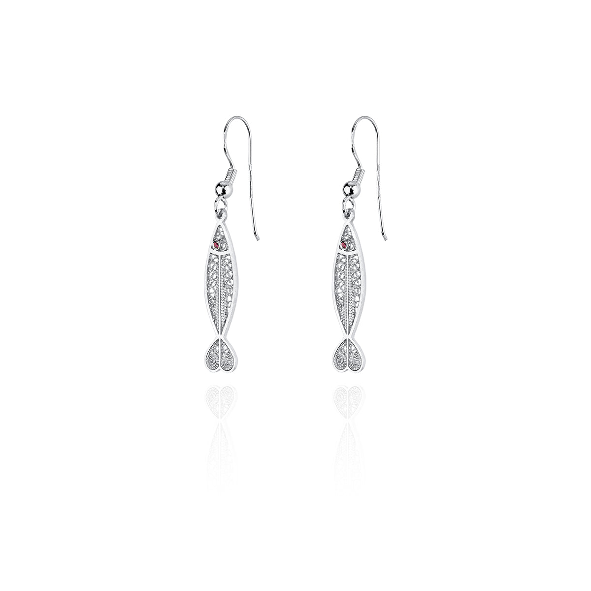 Pendientes de sardina de plata