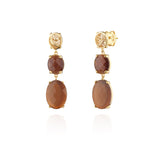 Brincos 2 Pedras Ovais Filigrana Dourado