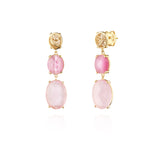 Brincos 2 Pedras Ovais Filigrana Dourado