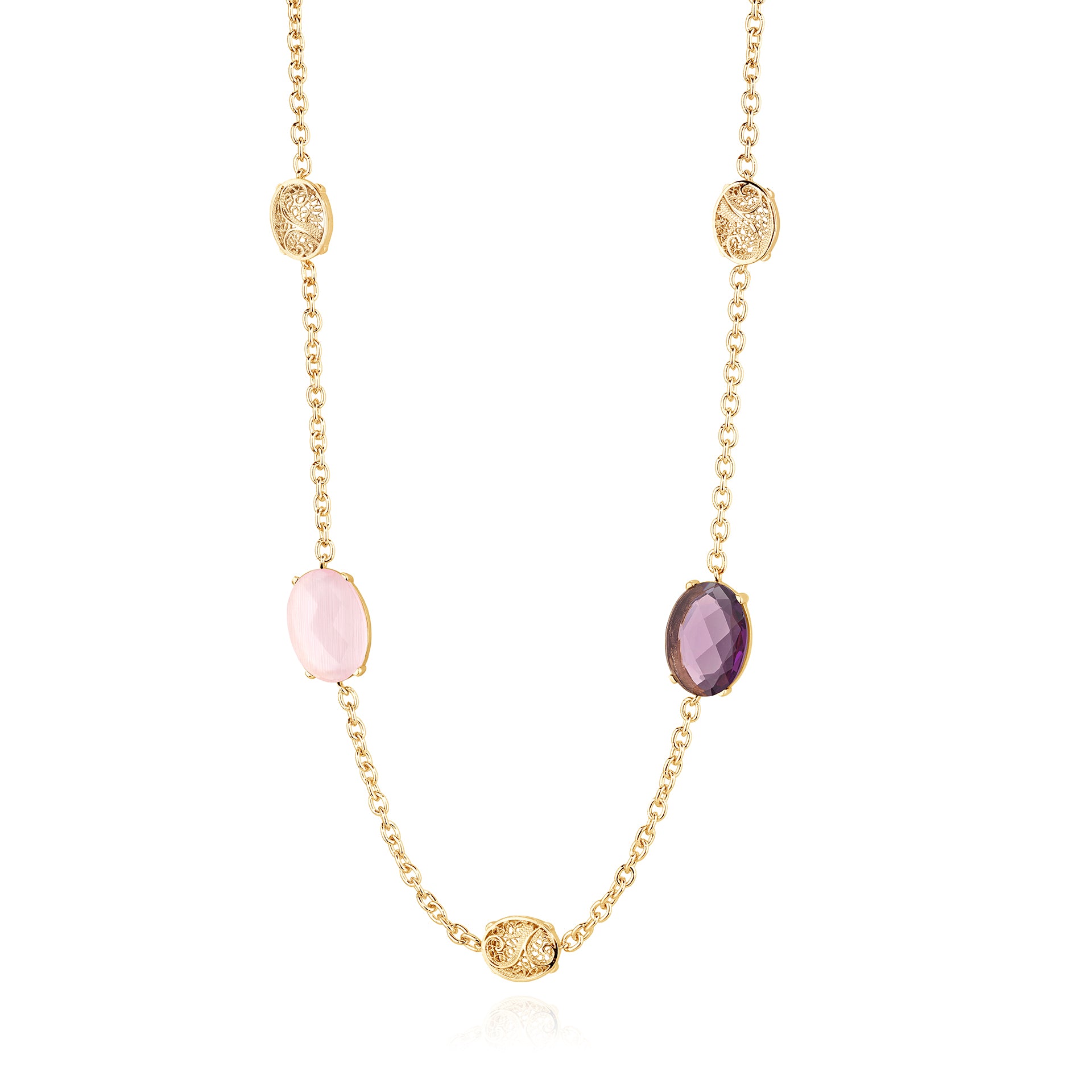 Colar 2 Pedras Ovais Filigrana