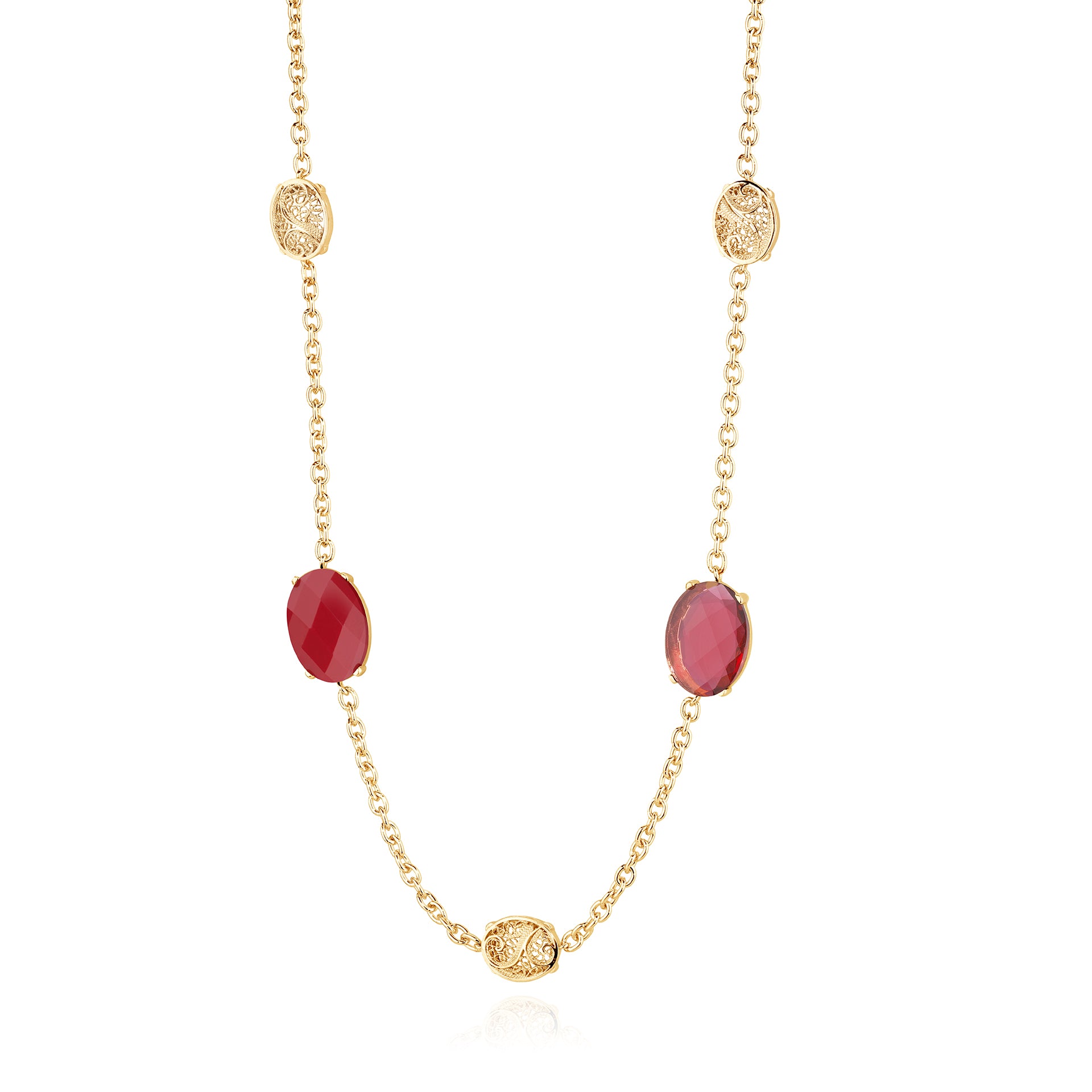 Colar 2 Pedras Ovais Filigrana