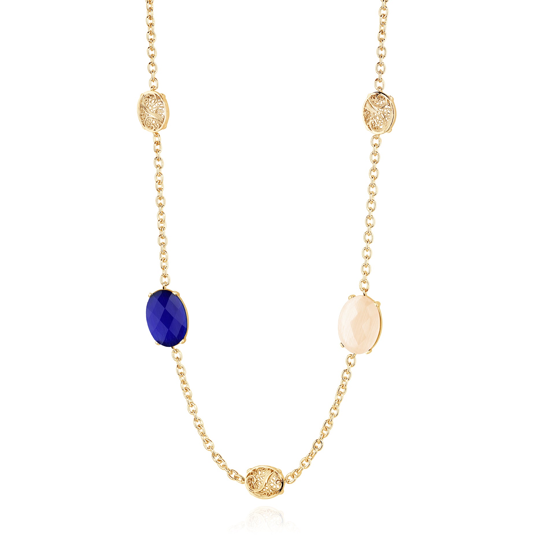 Colar 2 Pedras Ovais Filigrana