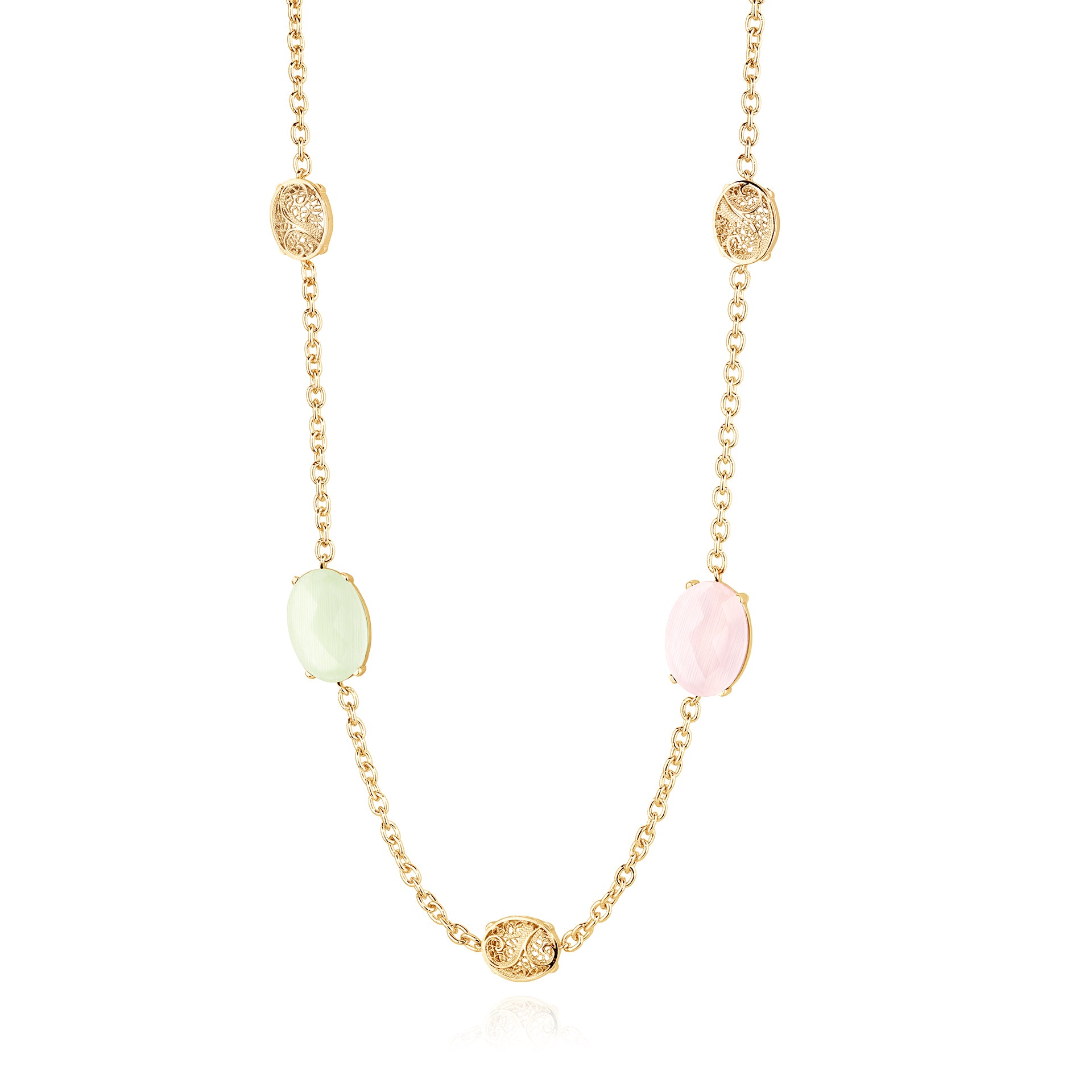 Colar 2 Pedras Ovais Filigrana