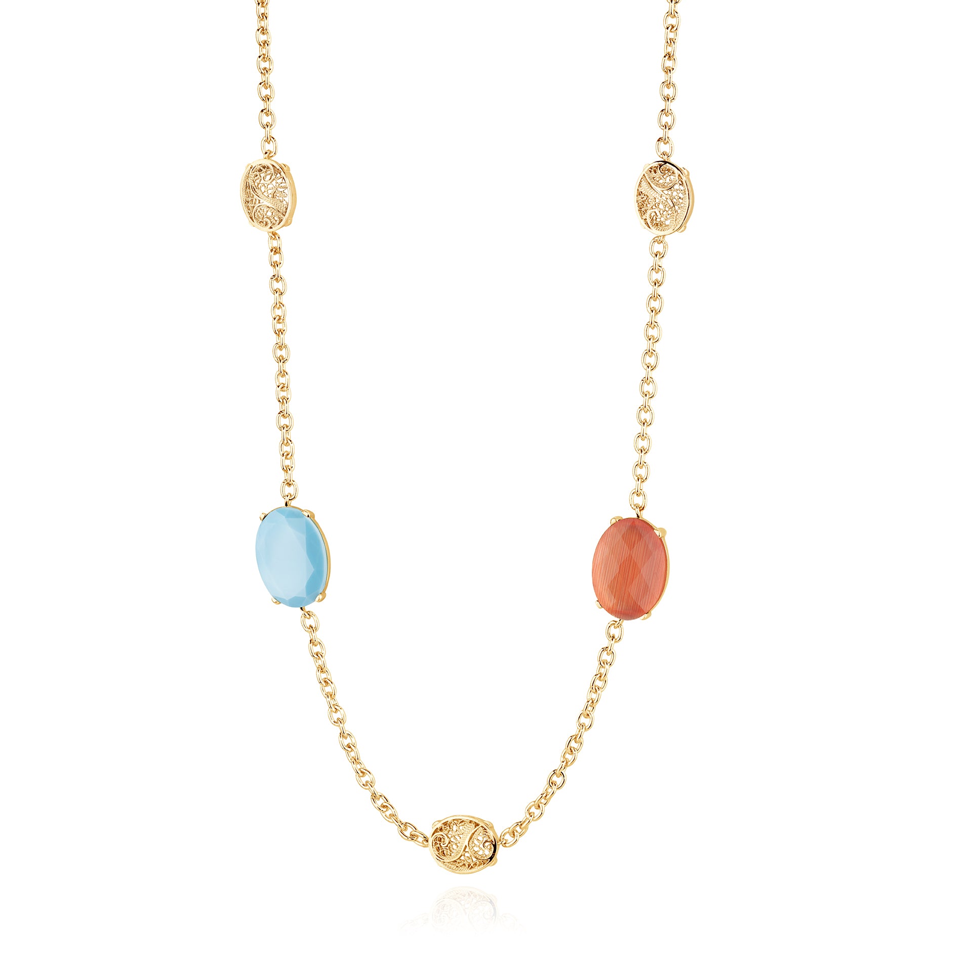 Colar 2 Pedras Ovais Filigrana