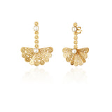 Fan-Shaped Twisted Earrings with Pearl