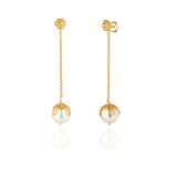 Suspended Flower with Pearl Earrings