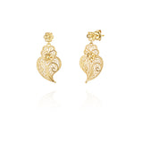 Boucles d'oreilles cœur avec filigrane et fleur