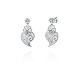 Boucles d'oreilles cœur avec filigrane et fleur