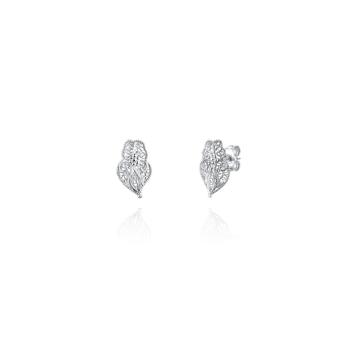 Boucles d'oreilles cœur avec filigrane et fleur
