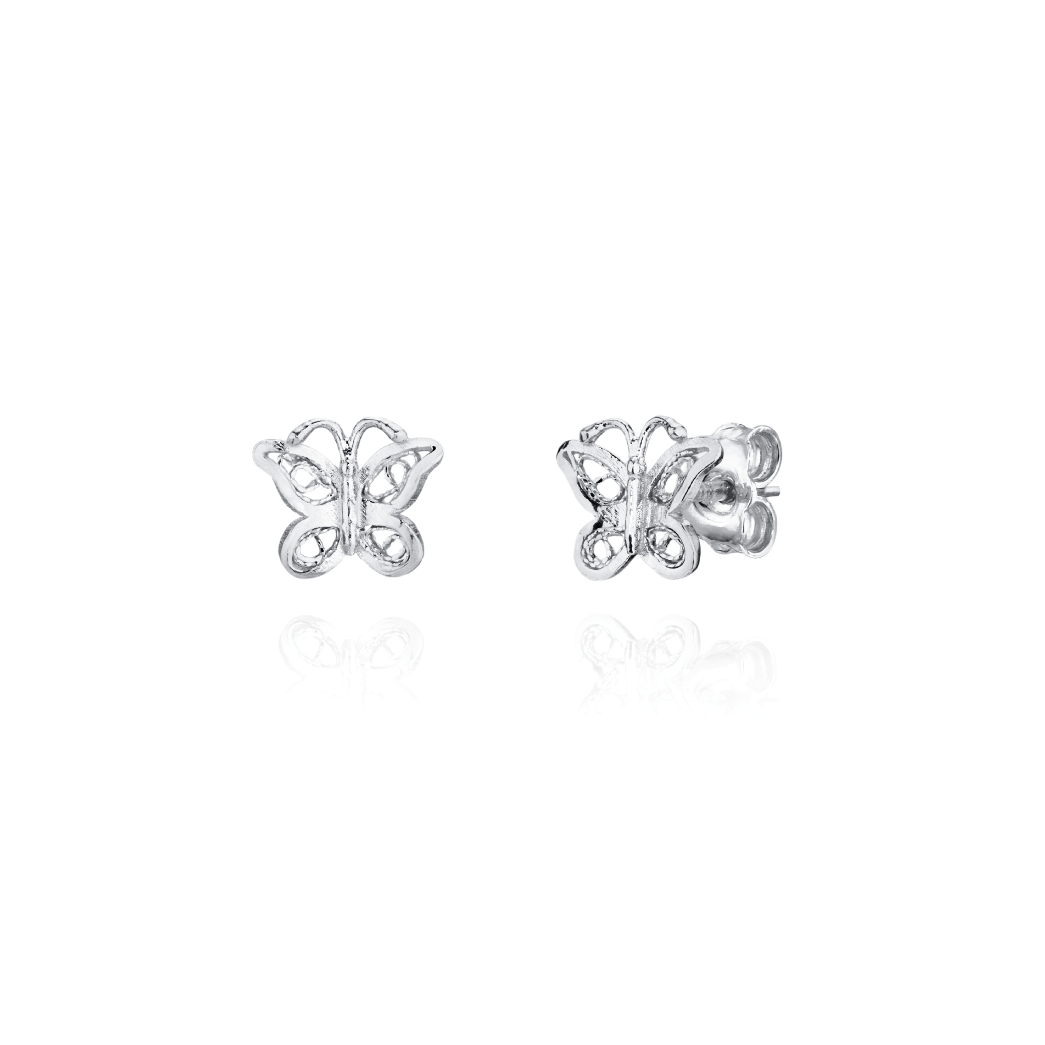 Pendientes de mariposa de plata