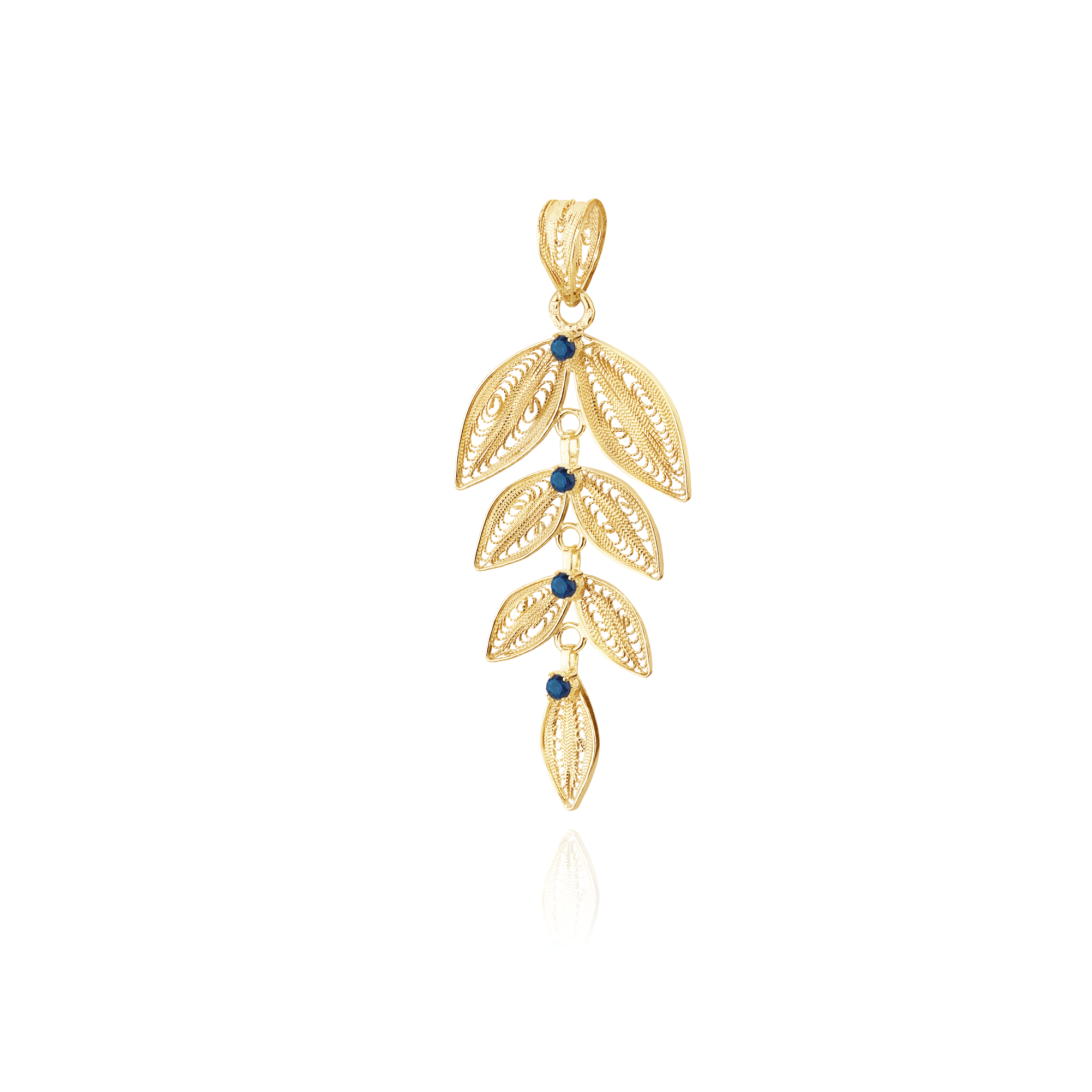 Leaf Earrings 37mm with Gemstones