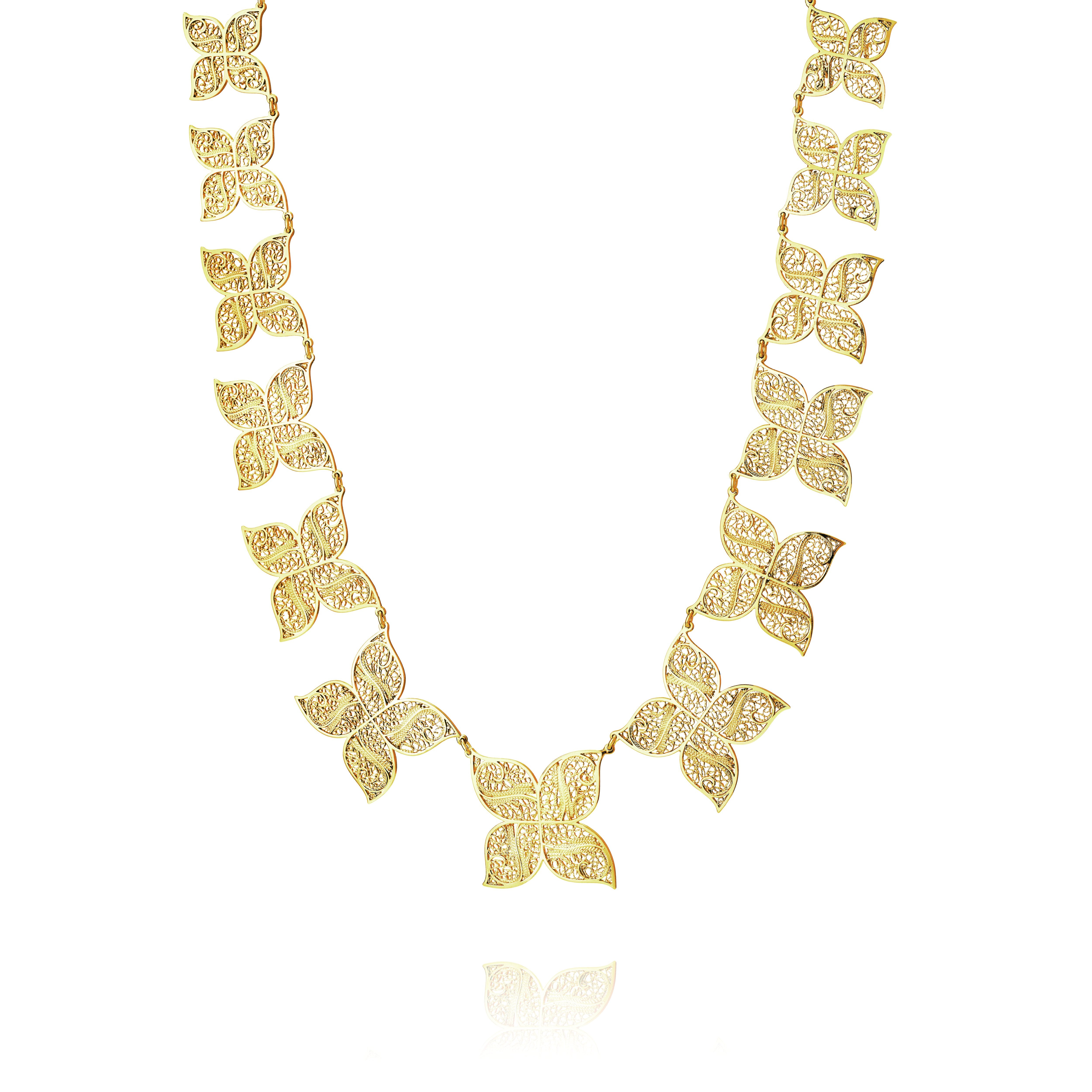 Colar Filigrana Jasmim Dourado Joalharia do Carmo