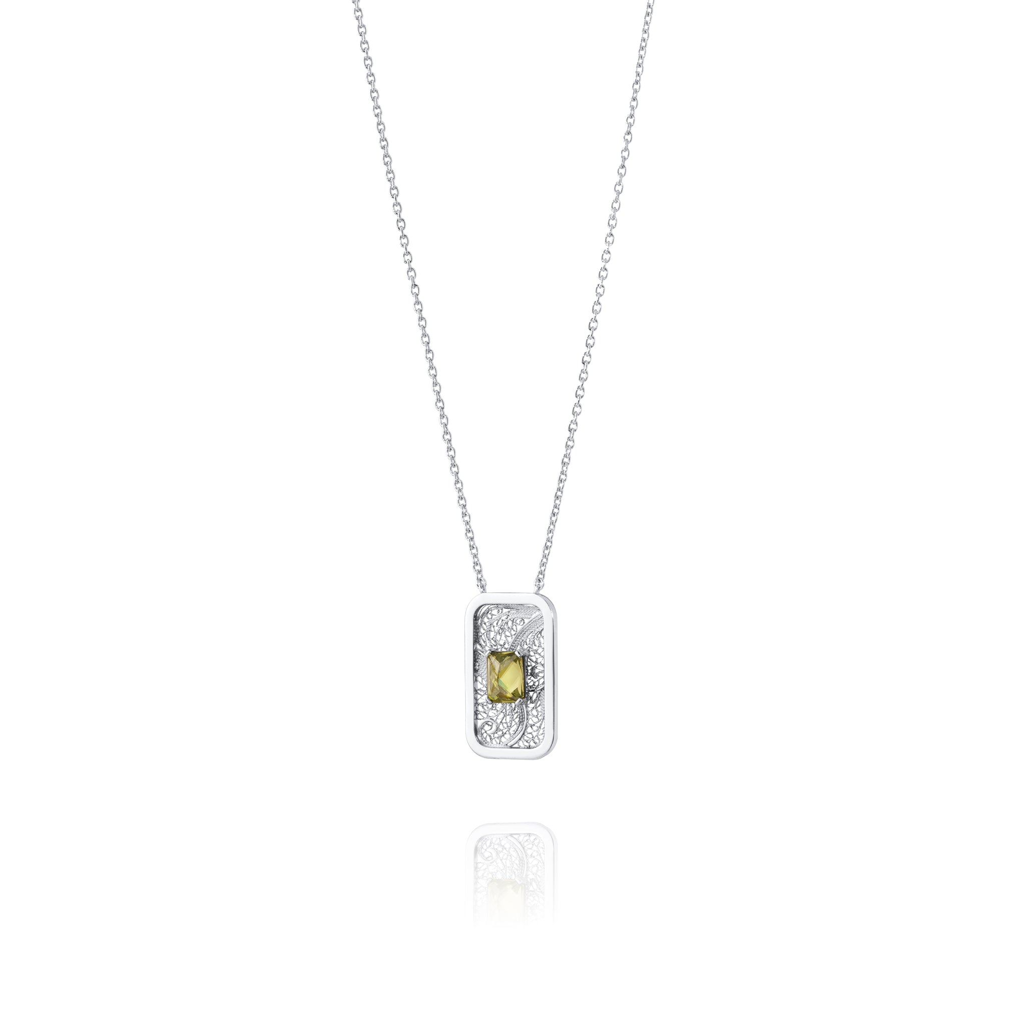 Joalharia do Carmo Colar Garret Base Retangular Peridoto