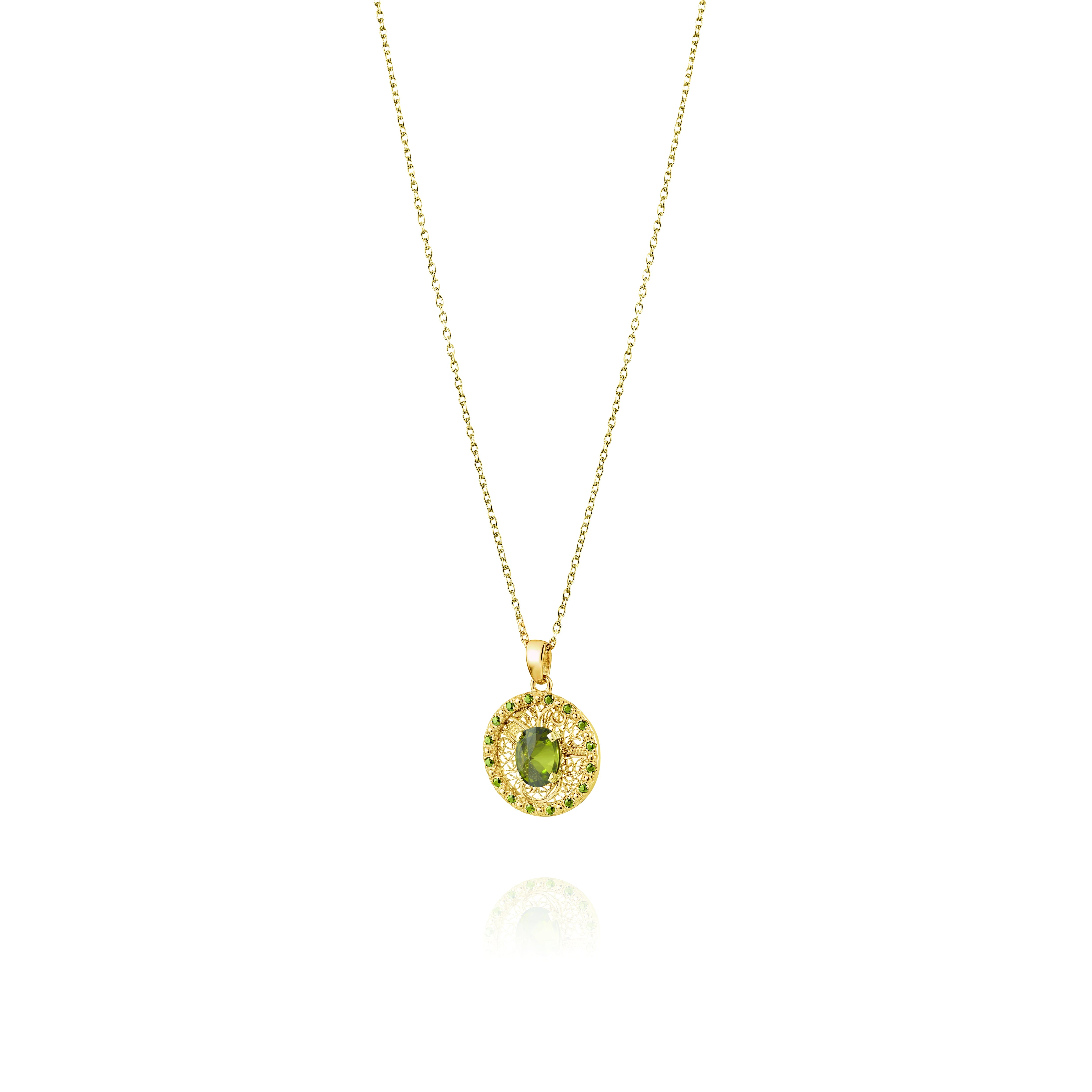 Joalharia do Carmo Colar Prata Banhada Ouro - Peridoto