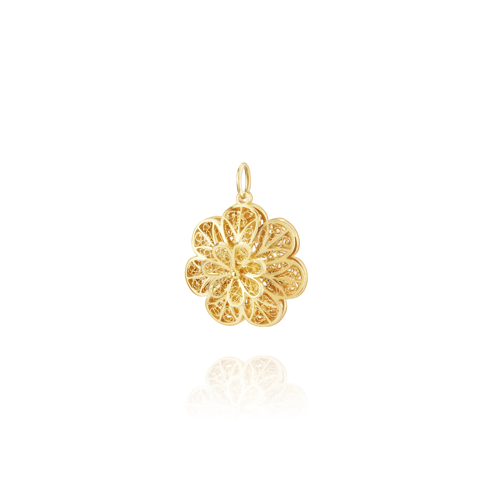 Joalharia do Carmo Pendente Camélia Dourado - Charm